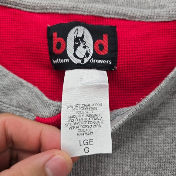 Kansas City Chiefs Tshirt Mens Large Gray Red Henley Knit Long Sleeve NFL - Picture 7 of 8